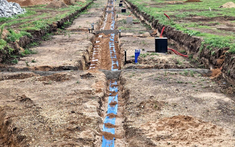 Pipe laying trenching